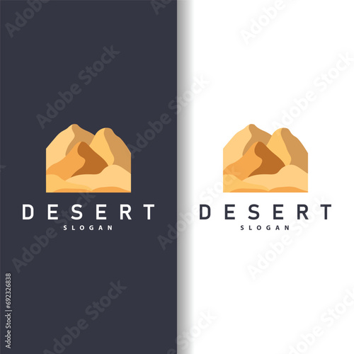 Vector illustration landscape desert logo design with desert hills sand simple