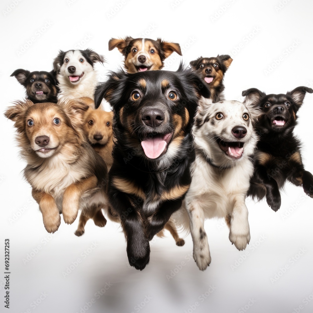 Dog running, isolated on white background. Generative AI Dog running, isolated on white background. Generative AI