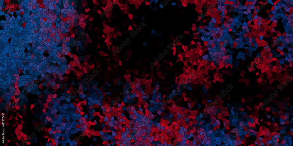 Dark red and dark navy blueBroken Stained Glass Background with black lines. Voronoi diagram background. Seamless pattern with 3d shapes vector Vintage Illustration background. Geometric Retro pattern Dark red and dark navy blueBroken Stained Glass Background with black lines. Voronoi diagram background. Seamless pattern with 3d shapes vector Vintage Illustration background. Geometric Retro pattern
