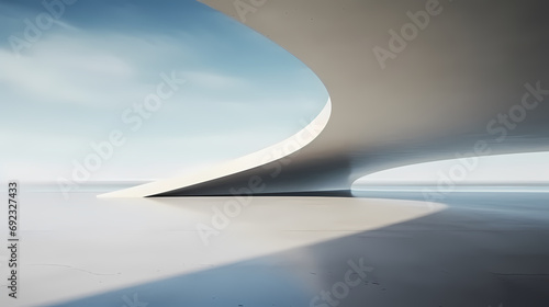 3d render of abstract futuristic architecture with empty concrete floor