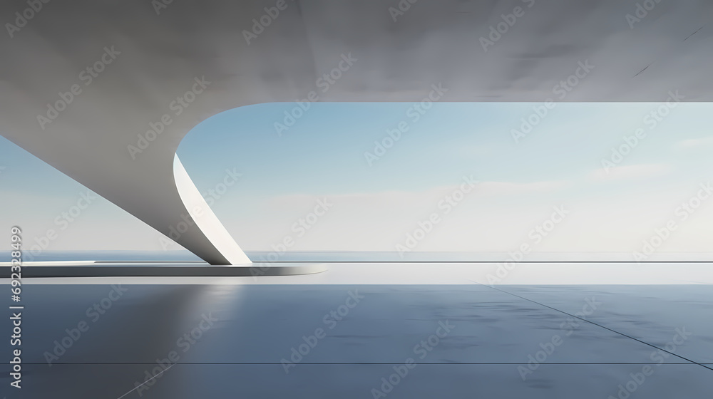 3d render of abstract futuristic architecture with empty concrete floor 3d render of abstract futuristic architecture with empty concrete floor