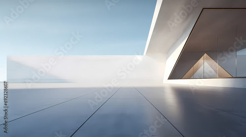 3d render of abstract futuristic architecture with empty concrete floor