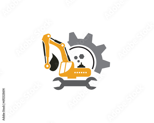 excavator automotive machine service Logo design vector template illustration inspiration