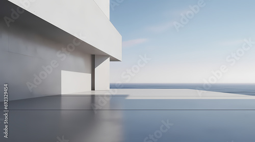 3d render of abstract futuristic architecture with empty concrete floor