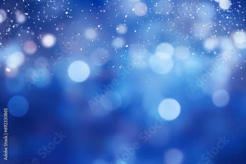 Abstract blur bokeh banner background. Blue and silver bokeh on a defocused background 