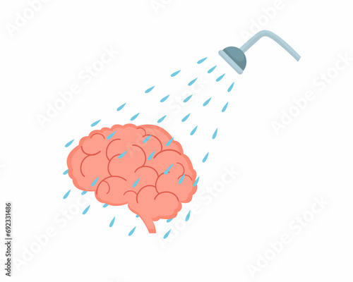 Brain wash with water manipulating thoughts with fake news vector illustration
