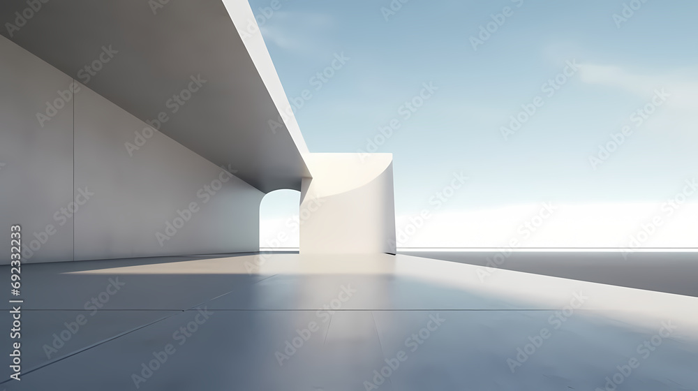 3d render of abstract futuristic architecture with empty concrete floor 3d render of abstract futuristic architecture with empty concrete floor