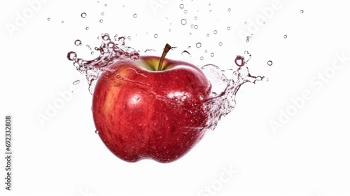 an apple is being splashed with water Ai Generative