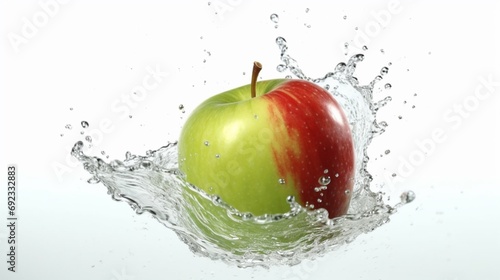 an apple is being splashed with water Ai Generative