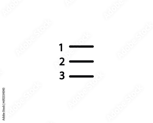 Numbering list icon vector symbol design illustration.