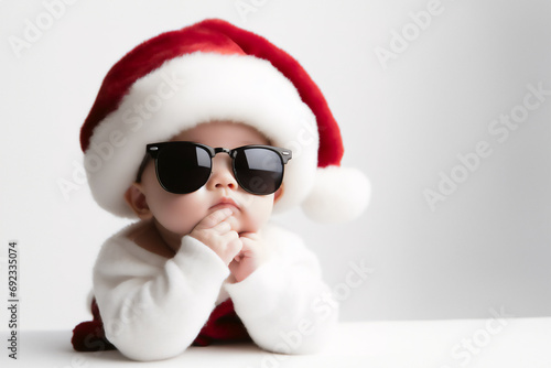 little child in santa claus hat