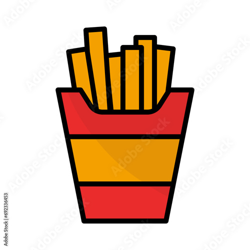 French Fries Icon Cartoon Style