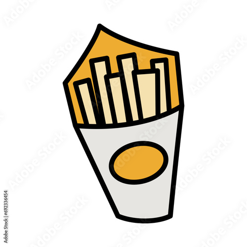 French Fries Icon Cartoon Style