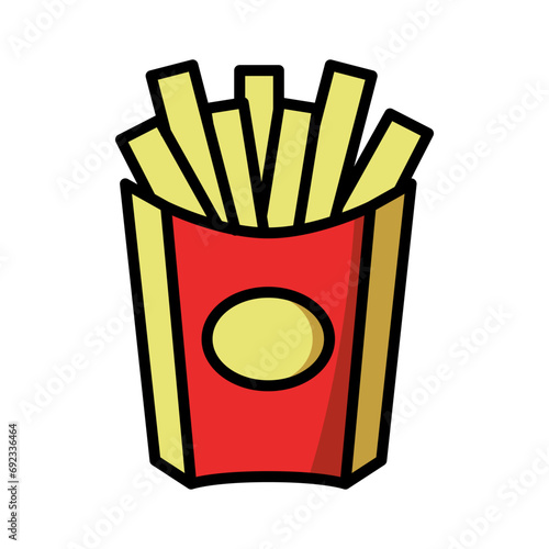 French Fries Icon Cartoon Style