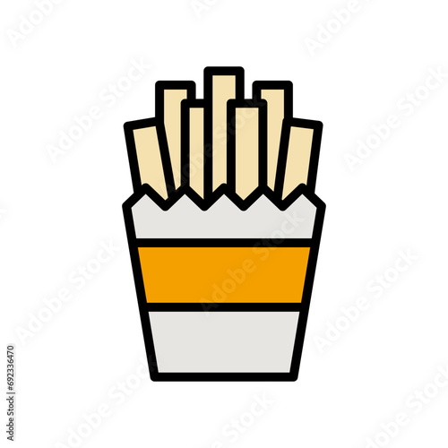French Fries Icon Cartoon Style