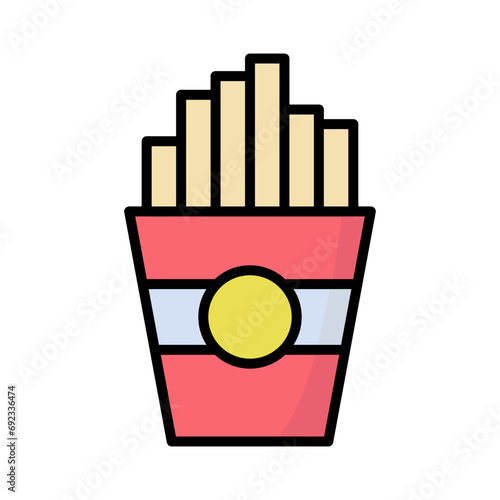 French Fries Icon Cartoon Style