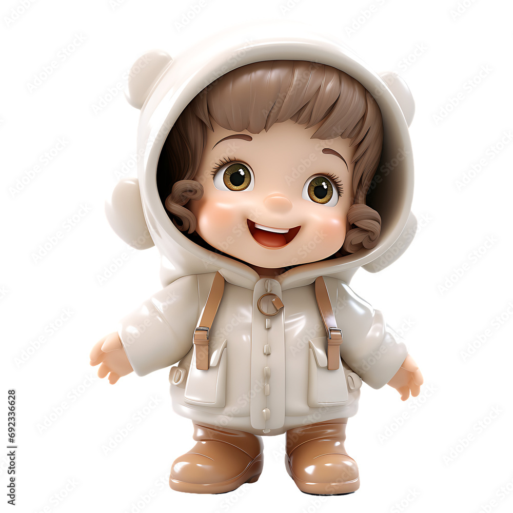 3d cartoon cute baby girl with rain gear illustration 3d cartoon cute baby girl with rain gear illustration