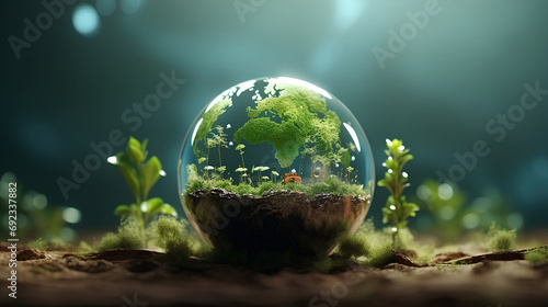 Concept of Earth Protection Day or environmental protection to protect the growing forest