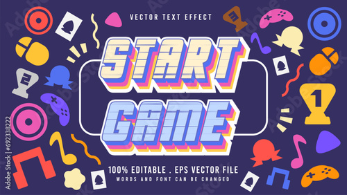 3d start game editable text effect