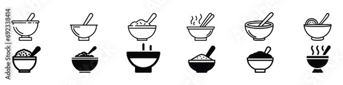 bowl icon, Rice bowl and chopstick vector icon, Rice bowl food restaurant icon, Bowl Vector Icon, Rice bowl icon vector illustration. Food and cooking.