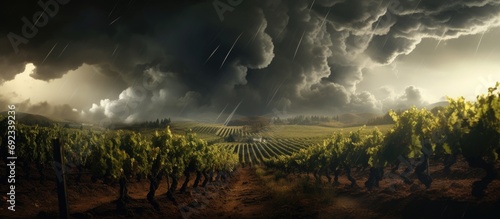 Hailstorms devastate vineyard, destroying harvest. photo
