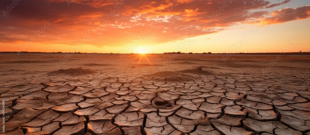 Desiccated soil landscape at sunset. Desiccated soil landscape at sunset.