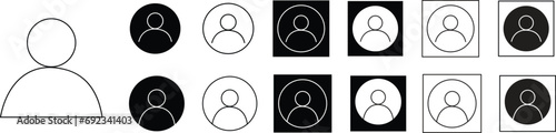 Line Avatars, user profiles, person icons Set in black Color, gender neutral silhouettes, profile pictures. Suitable for social media profiles, screensavers and as template on Transparent background.