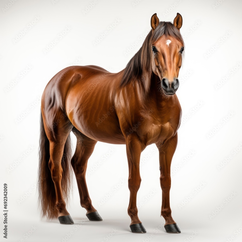 Bay Horse White, White Background, For Design And Printing Bay Horse White, White Background, For Design And Printing