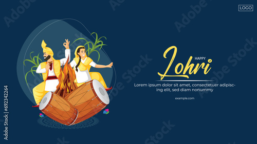 Vector illustration Happy Lohri editable banner with logo template