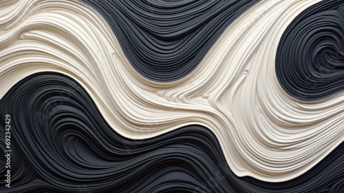 AI generated illustration of a background of black and white wavy patterns
