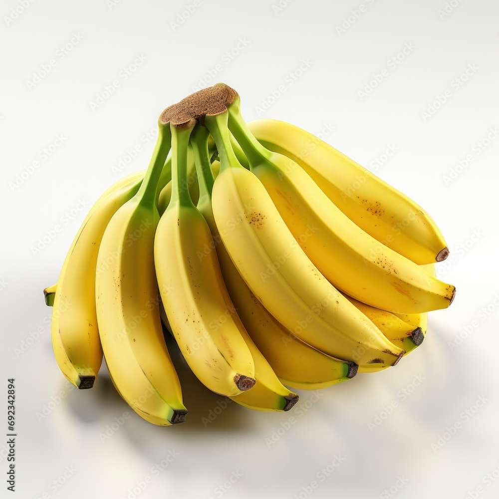 Bunch Bananas White Background, White Background, For Design And Printing