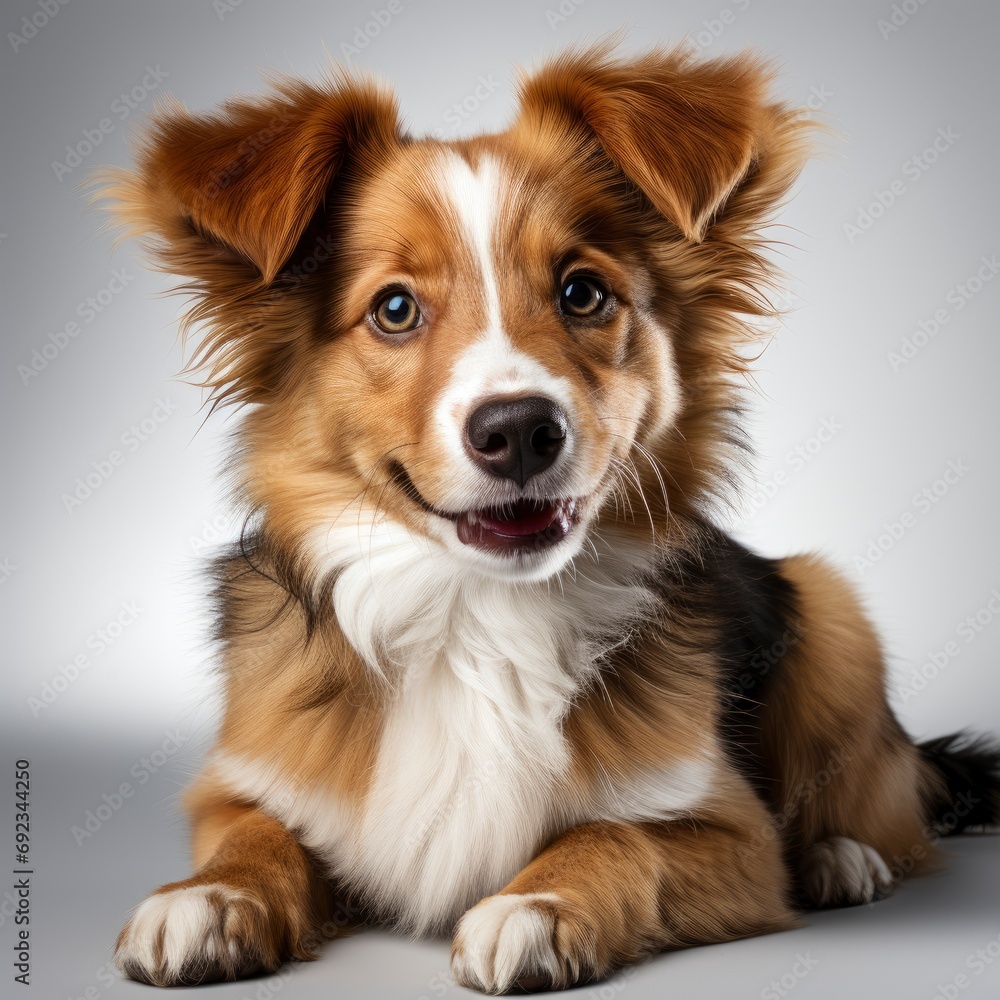 Cute Dog Studio Shot On Isolated, White Background, For Design And Printing