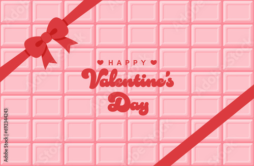 valentine vector background with a strawberry chocolate bar and ribbon for banners, greeting cards, flyers, social media wallpapers, etc.