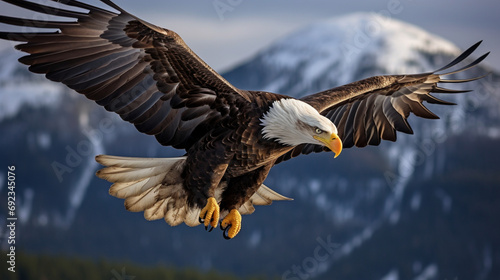 Flying Bald Eagle with Spread Wings © Rosie