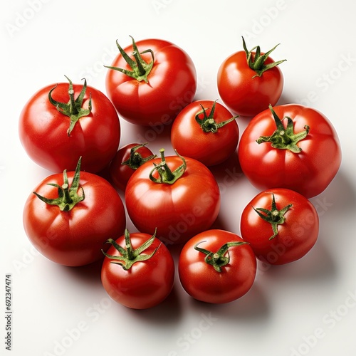 Fresh Tomatoes On White Background Top, White Background, For Design And Printing