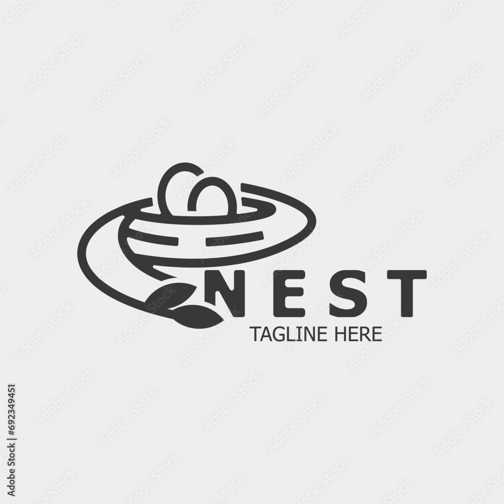 Bird nest logo branch natural root tree spring template vector Bird nest logo branch natural root tree spring template vector
