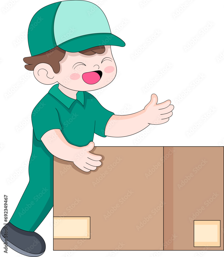 The delivery courier kindly delivers the package box to the customer The delivery courier kindly delivers the package box to the customer