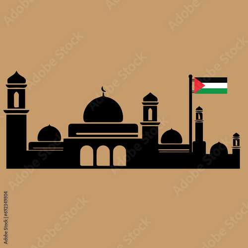 MOSQUE WITH PHILISTINE FLAG