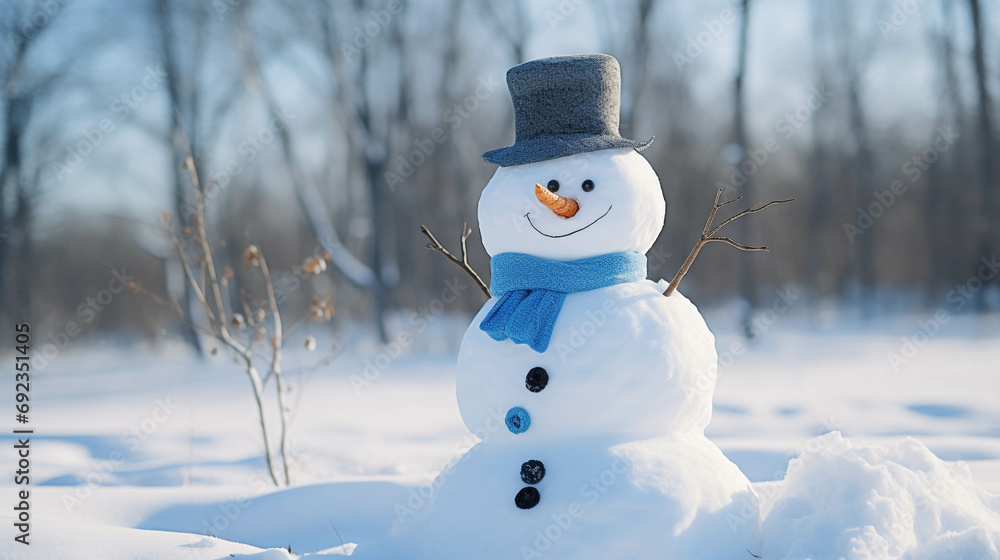 Obraz premium Snowman in winter and Christmas festival.