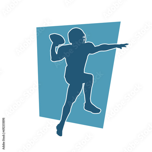 Silhouette of male american football athlete in action pose.