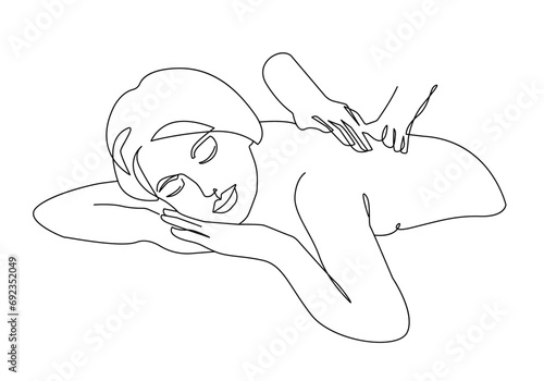Massage Minimalist Line Art Drawing. Continuous One Line Minimal Art Drawing of Massage. Trendy Minimalist Illustration. Vector EPS 10	