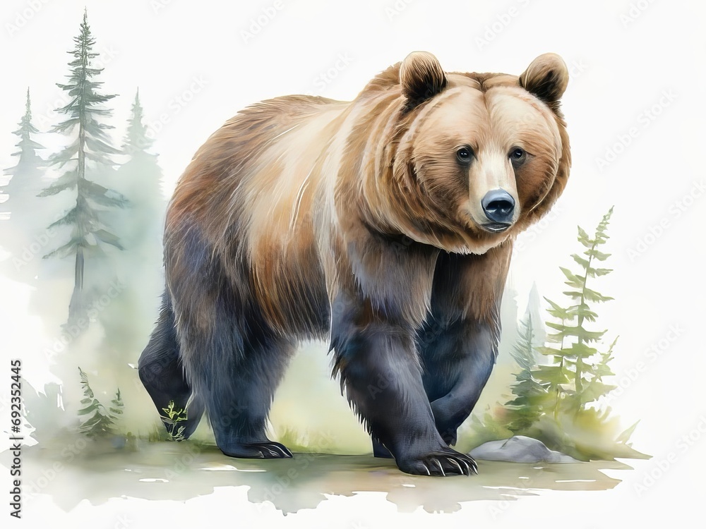 Acuarela de Oso grizzly Acuarela de Oso grizzly