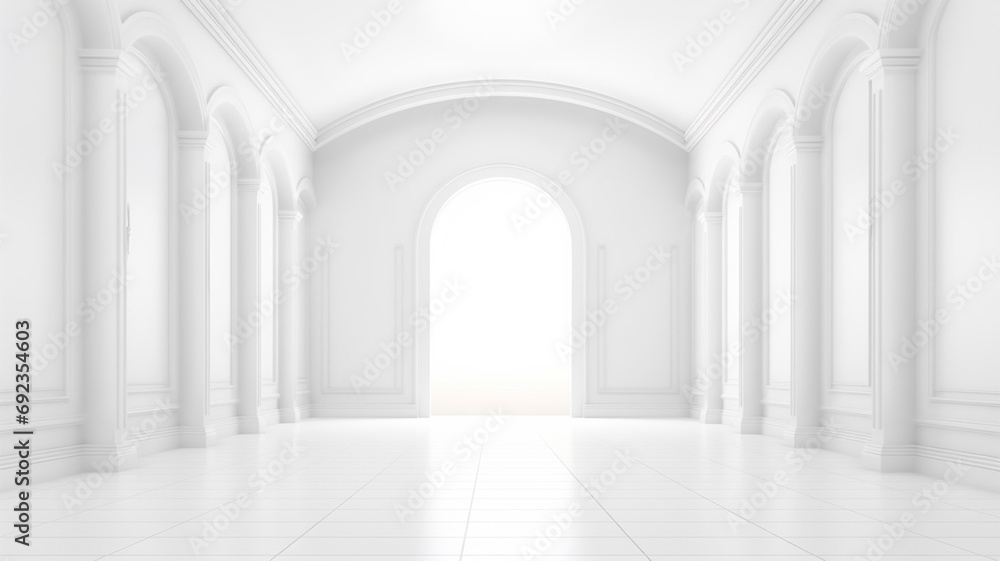 3d illustration of empty white interior view
