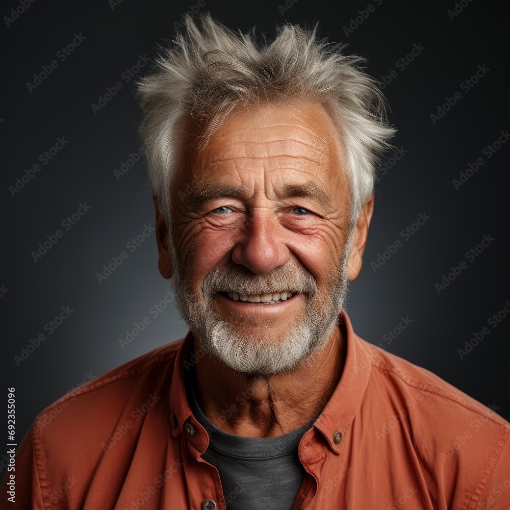 Obraz premium Portrait Healthy Happy Smile Senior Elderly, White Background, For Design And Printing