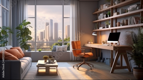 3d rendering interior of cozy living room Remote