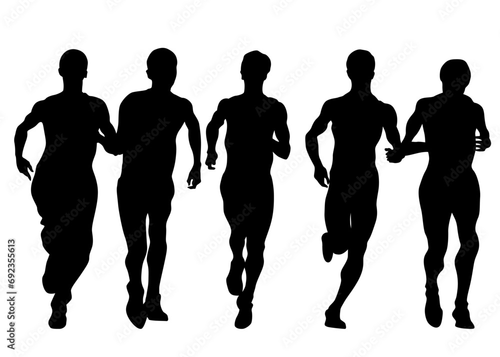 People athletes on running race on white background People athletes on running race on white background