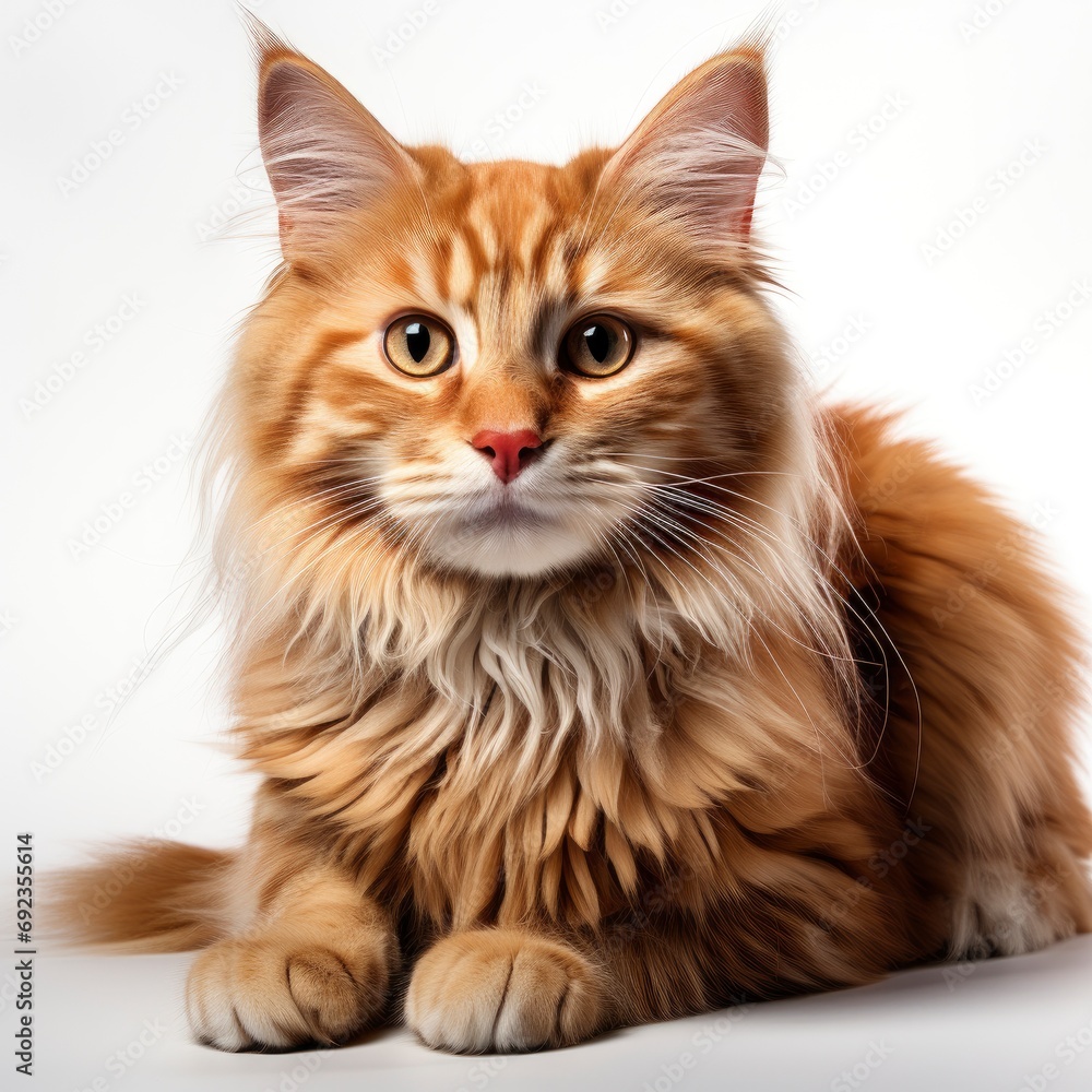 Red Cat White Background, White Background, For Design And Printing Red Cat White Background, White Background, For Design And Printing