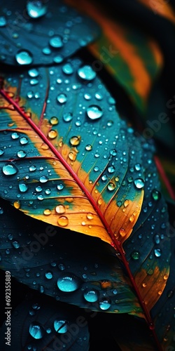 Colourful nature leaves with waterdrop HD wallpaper AMOLED Vibrant colour © Papilouz Studio