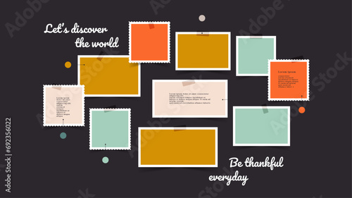 Vector photo collage template moodboard pictures grids vector illustration	