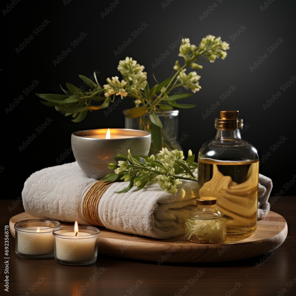 Set Spa Supplies White, White Background, For Design And Printing